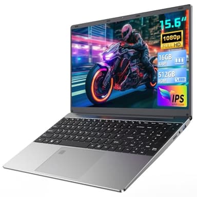 DMDFJY 15.6" FHD Laptop N95 Processor Up to 3.4GHz, 16GB DDR4 RAM, 512GB SSD, Physical Fingerprint Unlock, USB 3.0/HDMI, WiFi 5, BT 4.2, RGB Backlit Keyboard Laptops Computer
