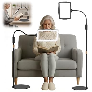 Magnifying Glass with Light and Stand, 3-in-1 Floor & Desk Magnifier with 10.6" Large HD Lens, 50 LEDs 3 Brightness 360° Flexible Gooseneck Rechargeable Cordless, for Reading Crafts Hobbies Close Work