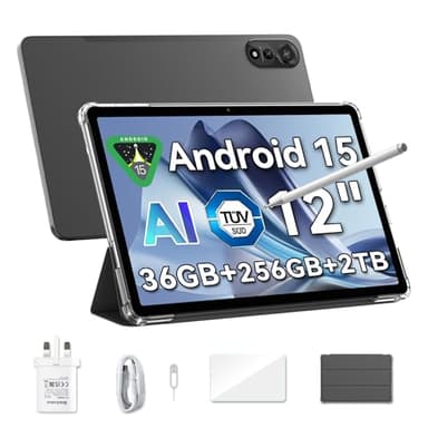 Blackview MEGA2 12 inch Tablet Android 15 Gaming Tablet with SIM Card Slot, Pen, 36GB + 256GB (2TB), 2.4K 120Hz FHD+ IPS Display, 9000mAh/33W, 8MP + 16MP AI Camera, 4G LTE, 5G WiFi, GPS