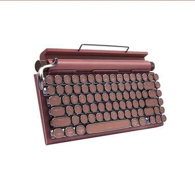 OUSEITECH Retro Typewriter Keyboard, 83-Key Hot-Swappable Mechanical Keyboard, Bluetooth Wired Dual-Mode Connection, Multi-Device Simultaneous Connection (Crimson)