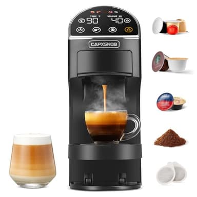 Magician2 Coffee Pod Machine 5-in-1 for Nespresso, Dolce Gusto, Starbucks, ESE 44mm, Lavazza A Modo Mio, Ground Coffee | 20Bars, 1.2L, LED Touchscreen | Espresso Coffee Machine for Home & Office