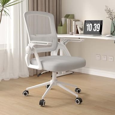 naspaluro Ergonomic Office Desk Chair, Height Adjustable Executive Work Computer Chairs with Padded Seat Cushion, Swivel Mesh Chair with 90° Flip-up Armrest & Lumbar Support for Home/Office