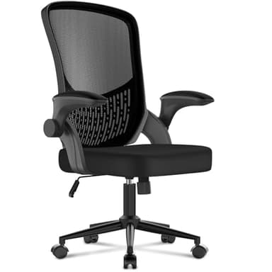 naspaluro Computer Desk Chair with Flip-up Armrests/3D Lumbar Support/Metal Claws, Swivel Mesh Ergonomic Office Chairs, Comfy Mid-Back Study Home Office Chairs, Small Heavy Duty Black Work PC Chairs