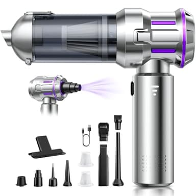 Handheld Vacuum Cleaner, 22000Pa 4-in-1 Car Vacuum Cleaner Cordless, 3 Speed Brushless Motor Mini Hoover with One-Touch Cleaning, Rechargeable Portable Air Duster for Home Car Office Pet Hair, Silver