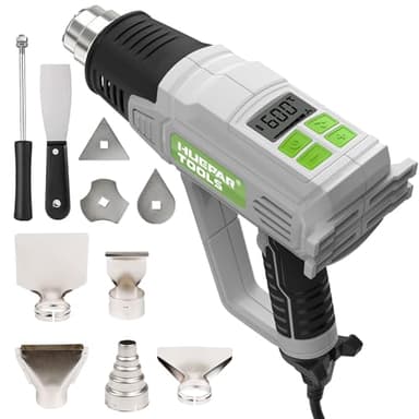 Huepar Tools Heat Gun for Paint Stripping, 2300W Hot Air Gun 50℃-660℃ with Large Digital LCD Display, Variable Temperature Control, Memory Function, Heat Gun for Crafts with 10 Nozzles and Accessories