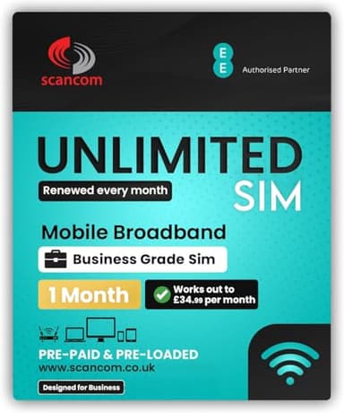 EE Unlimited Data SIM – Uncapped 5G Speeds – Preloaded for 1 Month from Order – No Contract & Ideal for Short-term Mobile Broadband, Routers & Phones
