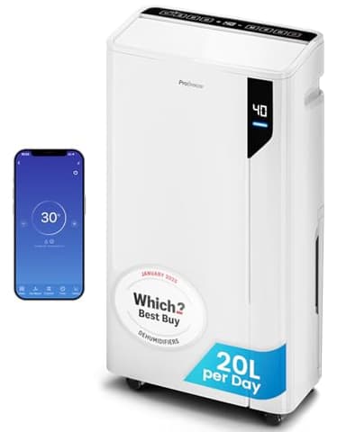 Pro Breeze® 20L/Day Smart Compressor Dehumidifier - Energy Efficient with Laundry Mode & Wi-Fi, Humidity Sensor & Indicator, Carbon Air Filter for Mould, Damp & Moisture - for Home, Office & Bedroom