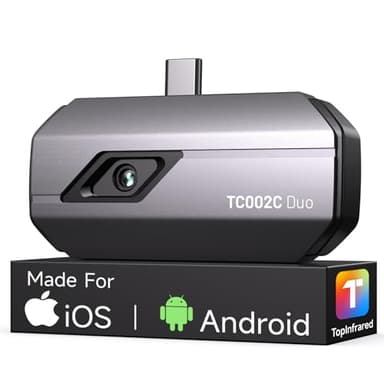 TOPDON TC002C Duo Thermal Imaging Camera for Android iPhone iOS, 512×384 TISR Super Resolution Infrared Camera with USB-C, 25Hz, 40mK, -20℃ to 550°C, for Inspecting Buildings, Vehicles, Leakage, HVAC