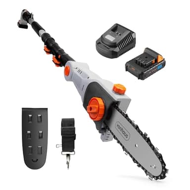 VonHaus Pole Chainsaw Cordless – Long Reach Telescopic Extendable Cutter for Trees, Logs, Branches, Hedges – 20V Battery, Charger, Shoulder Strap, 180mm Cutting Width, 8 Inch Saw Length