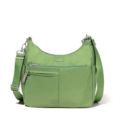 Baggallini Women's Securtex Free Time Crossbody Bag Anti-theft RFID Hobo Handbag with Locking Zipper, Moss, One Size