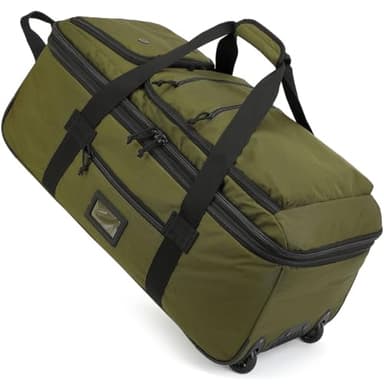 TAIHOYIN Large Foldable Duffle Bag with Wheels 85-100L Expandable Wheeled Holdall Extra Large Travel Rolling Duffel Bags for Men Women Collapsible Big Soft Luggage Camping, Green