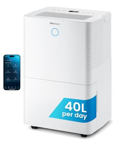 Pro Breeze® 40L OmniDry WiFi Dehumidifier with Automatic Humidity Sensor & Display, 24Hr Timer, Laundry Drying, Continuous Drainage with Smart App