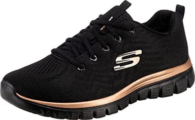 Skechers Women's Graceful Get Connected Sneaker, Black Mesh Rose Gold Trim, 6.5 UK