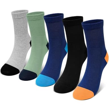PUTUO Boys Girls Cotton Socks: Soft Wide Cuff – Seamless & Breathable – Kids Ankle School Socks for Children Aged 11-14 Years Everyday Mixed 5 Pairs