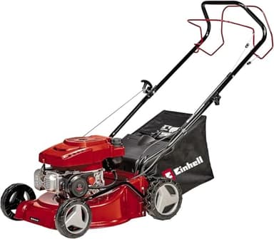 Einhell 3404823 Petrol Lawn Mower GC-PM 40/2 S Self-Propelled, 40 cm Cutting Width, 45 L Grass Box, 7 Cutting Height Levels, Easy To Start, Walk-Behind Lawn Mower With 4-Stroke Engine, Red and Black