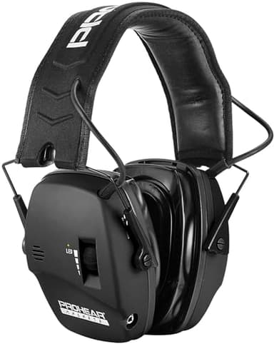 PROHEAR 036 Electronic Shooting Ear Defenders Adults Earuffs with Gel Ear Pads, Hunting Sound Amplification Earmuffs, Low Profile Hearing Protection for Gun Range Black