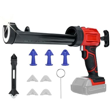 Cordless Caulking Gun for Milwaukee 18V Battery,Electric Caulking Adhesive Guns with 450lm LED Light and 4 Adjustable Speeds,Anti-Drip,10 Oz/300ml for Kitchen,Bathroom,Window Sealing( Not Battery)