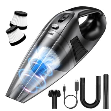 Handheld Vacuum Cleaner Cordless, Powerful 120W Motor, 60000RPM & 9000Pa Suction, 3600mAh Rechargeable Battery, Car Vacuum Cleaner with 3 Nozzle, 2 Washable Filters, 25min Long Runtime for Car Home