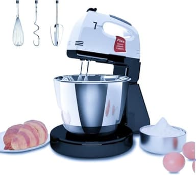 Stand Mixers, 7 Speeds With 3QT Stainless Steel Bowl, Stand and Hand Mixer with Dough Hook, Whisk, Mixing Beater for Baking, Cake, Cookie, Kneading (ZO1)