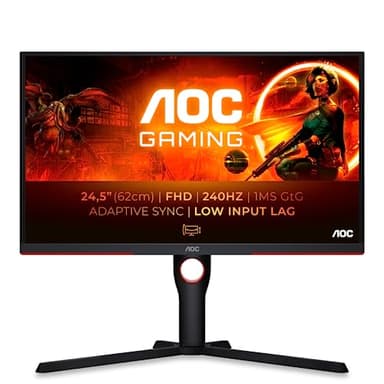 AOC Gaming 25G3ZM/BK - 24.5" 240Hz FHD Monitor, 0.5ms MPRT, FreeSync Premium (1920x1080, HDMI 2.0 x 2, DisplayPort 1.2 x 1, Headphone out (3.5mm)) black/red