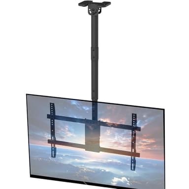 VIVO Ceiling TV Mount for 43 to 86 inch Screens, Telescoping Height Adjustment with 3ft Extension Pole, Fits Pitched/Vaulted Roof, Holds 132 lbs, Black, MOUNT-VC86-3