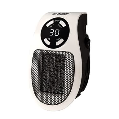 Russell Hobbs RHPH2001 500W Ceramic Plug Heater, Adjustable thermostat, 12 Hour Timer & LED Display, 2 Fan Speeds, 2 Year Guarantee, White