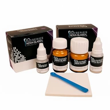 Nova Glass Luting - Radiopaque Glass Ionomer Permanent Dental Luting Material for Loose Caps, crowns, bridges, 15g PW+10ml