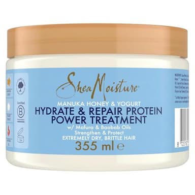 SheaMoisture Manuka Honey & Yoghurt Protein Power Hair Mask – Sulphate-Free Deep Conditioner with Baobab Oils & Shea Butter – Strengthens Dry, Brittle Hair, Reduces Breakage & Adds Curl Shine 227 ml