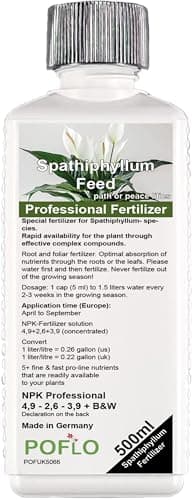 POFLO Special fertilizer for peace lilies Spathiphyllum- species. Rapid availability for the plant through effective complex compounds. 500ml
