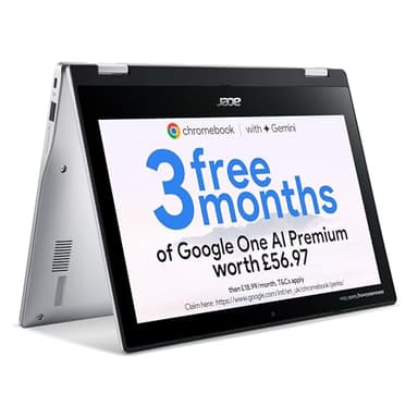 acer Chromebook Spin 311 CP311-3H Convertible Laptop - MTK MT8183, 4GB, 64GB eMMC, Integrated Graphics, 11.6" HD Touchscreen, Google Chrome OS, Silver