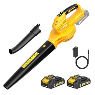 Leaf Blower, 20V Cordless Leaf Blowers with 2 Pcs Li-ion Battery, Electric Leaf Blower for Lawn Care, 218CFM Battery Powered Blowers, for Patio, Garden Cleaning, Fast Charger Included