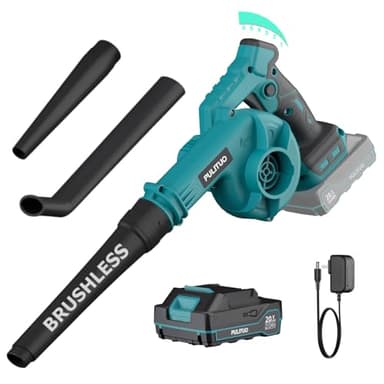 Leaf Blower Cordless, Powerful Brushless Leaf Blower 242 km/h, 6 Speeds, Lightweight Small Garden Blowers with Battery and Charger for Leaves, Dust, Grass, Patios, Driveway