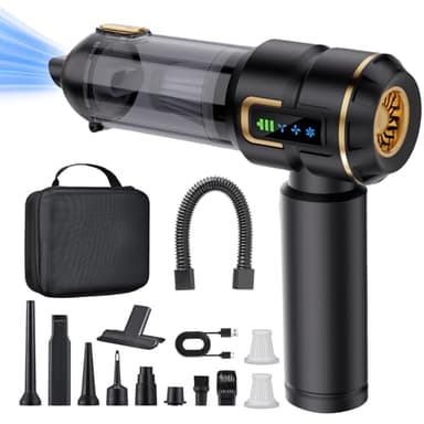 Lyiazsoy Car Vacuum Cleaner Cordless,27000PA High Power Mini Vacuum Cleaner,Rechargeable Handheld Vacuum Cordless,car hoovers for Pet Hair, Home, Office, Kitchen(Gold Black)