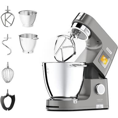Kenwood Titanium Chef Patissier XL Stand Mixer for Baking- Powerful Food Mixer, With K-Beater, Dough Hook, Whisk, and 2 Bowls 5L and 7L, KWL90.004SI, 1400W, Silver
