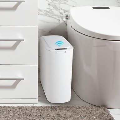 Kitchen Bin with Sensor Lid, 25L Rubbish Bin with Automatic Touchless Motion Sensor, Trash Can Bathroom Dustbin for Kitchen Bedroom Living Room Office, White