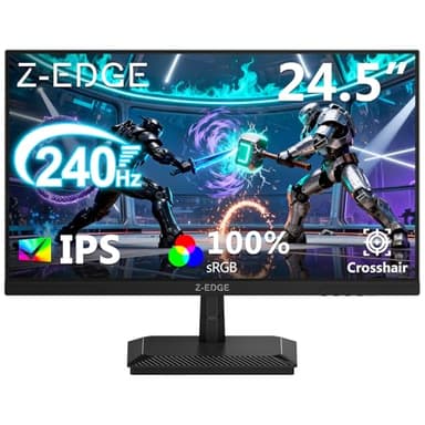 Z-Edge 24.5 Inch 240Hz Gaming Monitor IPS Panel 1ms MPRT Full HD 1080P, 350cd/m² Brightness, 16:9 LED Monitor, FreeSync, HDR10, HDMI & DisplayPort, VESA Mountable - Black