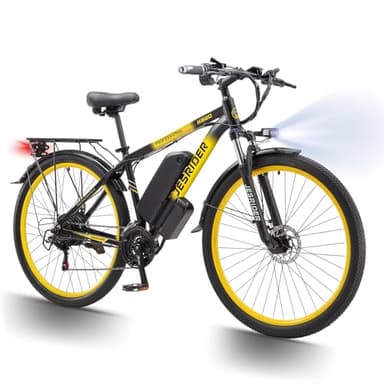 K820 250W Road Legal Electric Bike 40 Miles Range, Shimano 21 Speeds e bikes,Electric Bicycle Front Suspension,Removable Waterproof Battery Commuter Ebike for UK Hills/City Riding (Yellow)