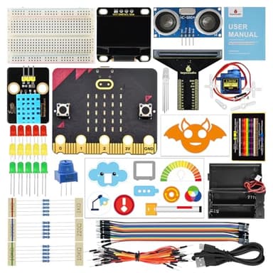 KEYESTUDIO Micro:bit Basic Starter Kit for Teens & Beginners - Electronics Learning Kit with Sensors, LEDs & Tutorials | STEM Education Projects for Coding(Micro:bit Included)