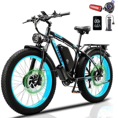 K800 legal electric bicycle, 250W motor, top speed 25 km/h, range 60 miles, 26*4 inch puncture-resistant fat tires, removable waterproof lithium-ion battery, mountain/commuter electric bicycle(Blue)
