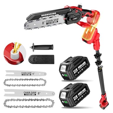 Avhrit 2-in-1 Cordless Pole Saw & Mini Chainsaw - 10FT/3M Long Reach with 8 Inch & 6 Inch Chainsaw, 2×4.0Ah Batteries, Stable Extension Pole and Brushless Motor for Tree Branch Trimming & Cutting