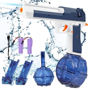 OSDUE Electric Water Gun, Up to 32 FT Long Range, 435 CC+60 CC+60 CC Large Capacity Automatic Electric Water Gun for Summer Outdoor Swimming Pool Beach (Blue)