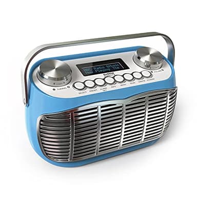 Audible Fidelity DETROIT DAB Radio Alarm Clock, Retro Style, Mains Powered or Battery, FM/DAB Plus, LCD Display (Blue)