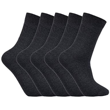 Laulax 5 Pairs Finest Combed Cotton Smooth Seamless Toe Boys School Socks, Charcoal, Size 9-12 Jnr, Gift Set