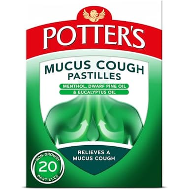 Potter's Mucus Cough Pastilles, Non-Drowsy, 20 Pastilles - Relieve The Symptoms of Catarrh, Coughs and Colds
