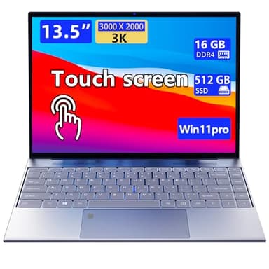 Morostron 13.5-inch portable touchscreen laptop, (16GB RAM, 512GB SSD), 3K (3000×2000) IPS, Celeron N95 processor up to 3.4 GHz, backlit keyboard, fingerprint unlocking, Win 11 Pro