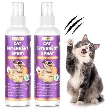 2 Pack Cat Deterrent Spray for Indoor & Outdoor– Cat Repellent Spray for Scratching & Marking – Anti-Scratch Deterrent for Furniture, Walls & Plants – Cat Spray for Behavior Correction(2 Pcs * 120 ML)