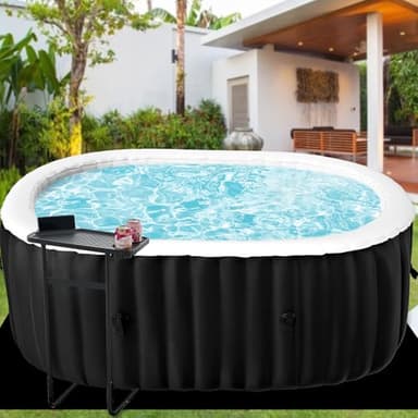 ZIKEBTUY Inflatable Hot Tub 2-4 Person 75 x 47 x 25 inch 2400W Portable SPA Pool Round bathtub adult Leak-Proof Blow up Hot Tub with Insulated Cover & Heater Pump for intdoor Outdoor SPA Pool (Oval)