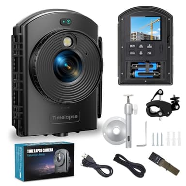 Time Lapse Camera for Outdoor Contruction - Timelapse Camera with Infrared Positioning & LED Light, 180 Days Shooting, 1080P AVI Videos & Photos for Cooking, Plant Growth, Drawing, Landscape(64GB)