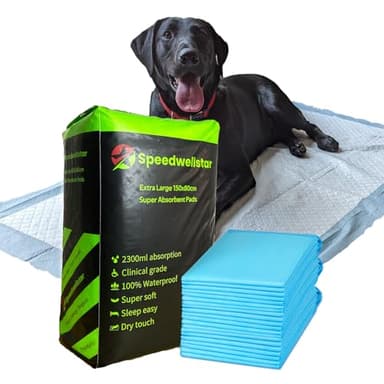 Extra large dog toilet training pads 150 x 80 cm 2300 ml – Super absorbent pet incontinence pads pack of 20 by Speedwellstar