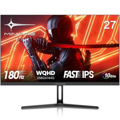 Minifire 27-inch 180Hz QHD Gaming Monitor, 2560x1440 IPS, 1ms MPRT, Adaptive Sync, 10-bit, 90% DCI-P3, 120% sRGB, HDR, Eye Care, AI Crosshair, HDMI 2.0&DP 1.2, VESA 100x100mm (MFG27F4Q)